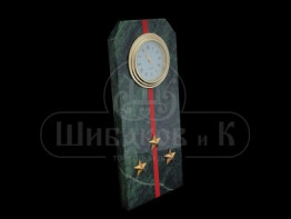 Sv23-00164 Часы "Погон - старший лейтенант"с красными просветами змеевик 60*45*150 мм