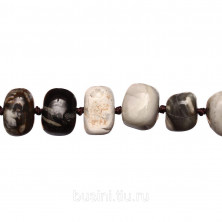 Бусины каменные, яшма (имитация), серая, 14*9 - 18*14мм, неправильной формы, 12 шт., низка