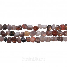 Бусины каменные, агат, ботсванский, 3-7мм, неправильной формы, 82 шт., низка