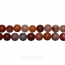 Бусины каменные, агат, красно-коричневый, 8мм, 46 шт., низка