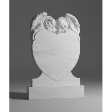 Памятник "Ангелочки резные на сердце" из натурального мрамора