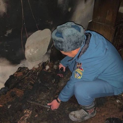 Пожар в магазине ритуальных услуг в Кызыле